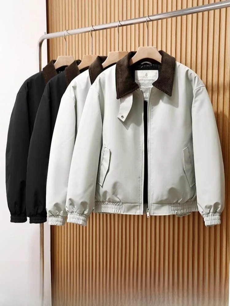 

Warmth Meets Sle: Youthful Retro American Barn Sle ort Cotton Jaet Men's Outerwear Stand Fit Long Sve Pure Color