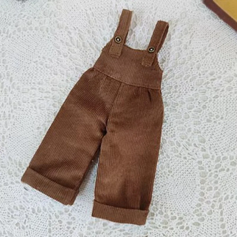 Fashion Corduroy Overalls T-shirt Cute DIY Accessories Wide Leg Pants Mini Doll Trousers for azone ob24 Dolls For blythe Dolls