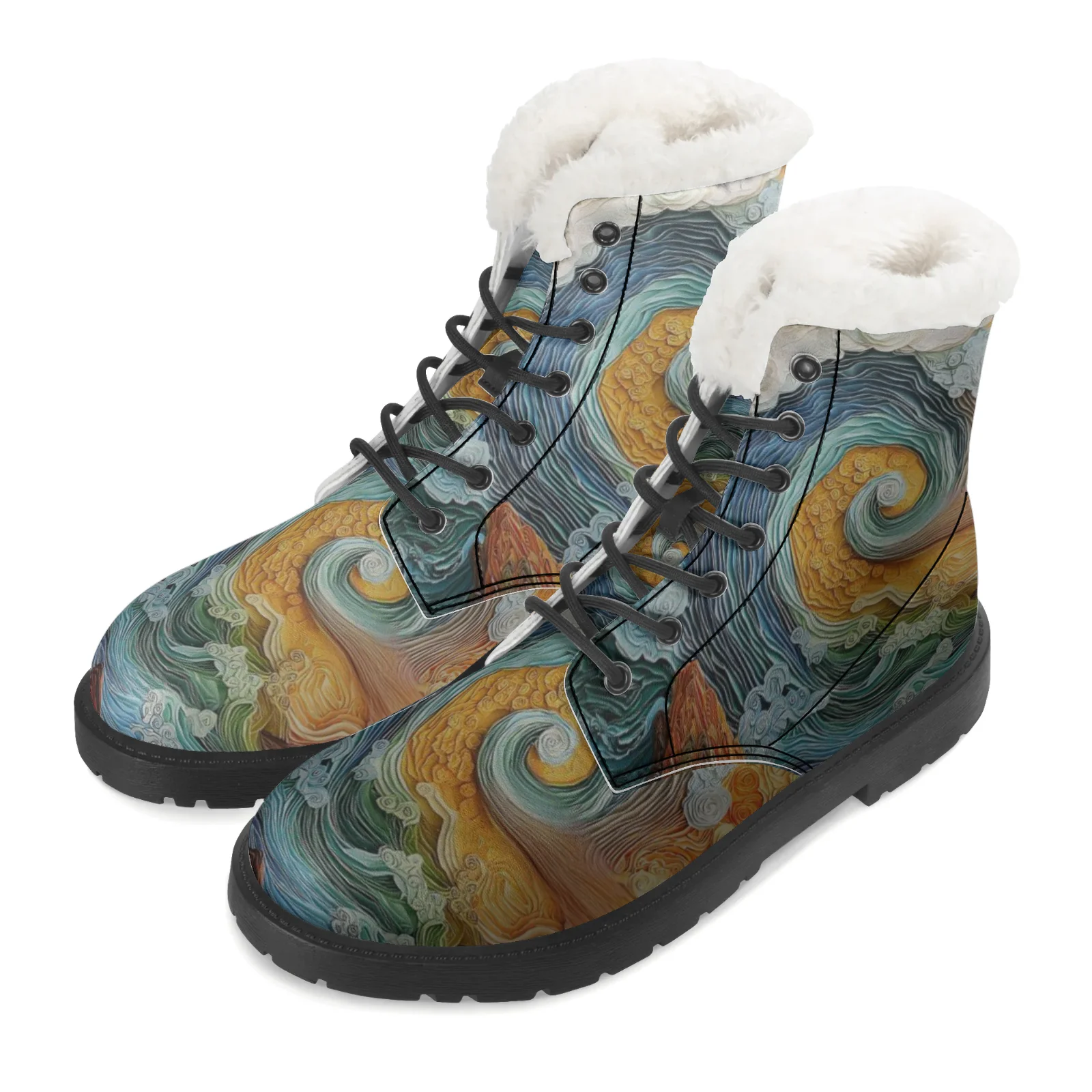 أحذية قطيفة مطبوعة على شكل سحابة قابلة للتخصيص، أحذية غير رسمية، أحذية منتصف الساق الأكثر مبيعًا للرجال والنساء، أحذية شتوية