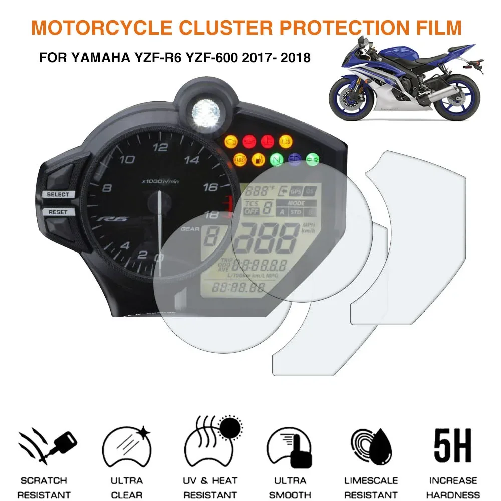 For YAMAHA YZF-R6 600 2017-2018 & YZF R1 2009-2014 Motorcycle Cluster Scratch Protection Film Screen Protector for Bike Maintena
