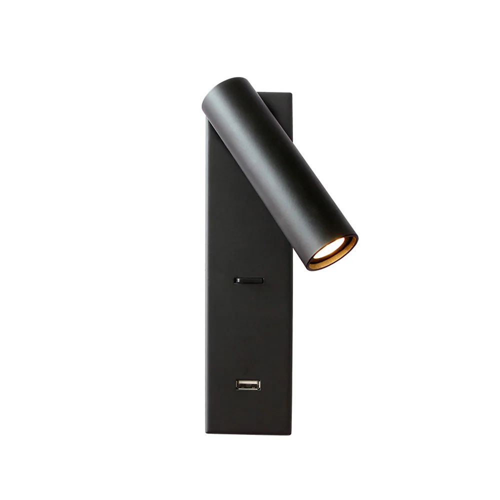 

Simple hotel model room 350 degree rotatable spotlight bedroom bedside USB rechargeable led reading wall light