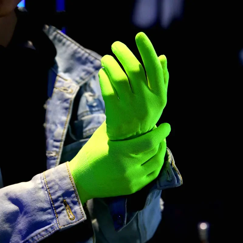 20 Paar leuchtende Partyhandschuhe für Weihnachten – UV-reaktives Neon-Grün, geeignet für Blacklight-Partys, Bar-Events und Erwachsenenfeiern – langlebiges Polyester-Leuchtzubehör, federfreie Konstruktion, Halloween-, Weihnachts- und Party-Spielzubehör – Detail 8