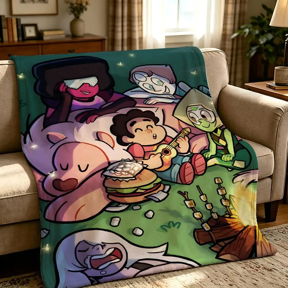 cartoon S-Steven Universe-e Throw Thick Comfort Flannel Quilt, Multi-scene Use Indoor Outdoor Daily Nap