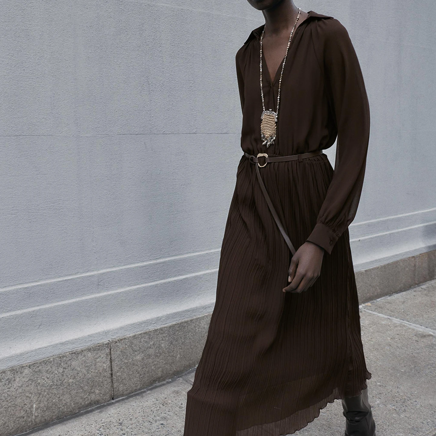 Faionable طويل ميدي Dr مع حزام المرأة خريف 2025 وصول جديد ثوب Ele ثنيات تنورة Sle V-Ne فضفاضة تناسب Dr #2