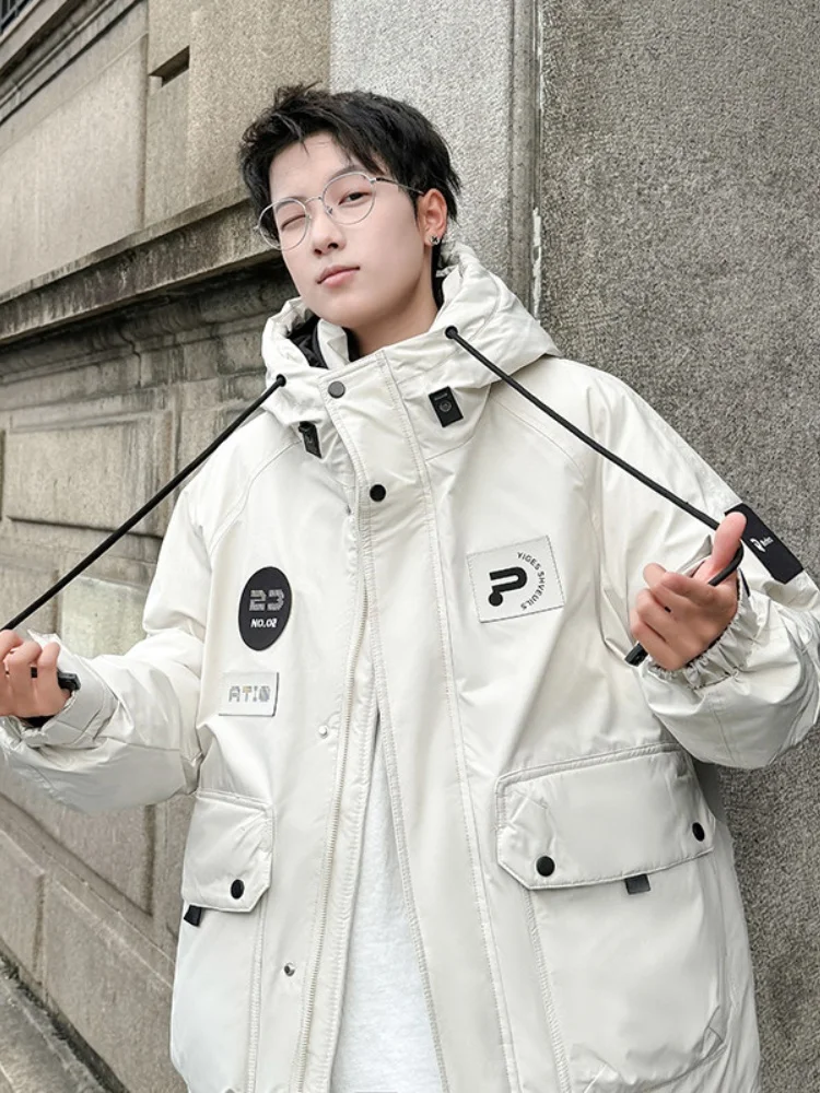 

Утепленная зимняя рабочая куртка-пуховик для мужчин: новая модель 2024 года, молодежная, с высокой теплопроизводительностью, белая, из утиного пуха, для защиты от холода