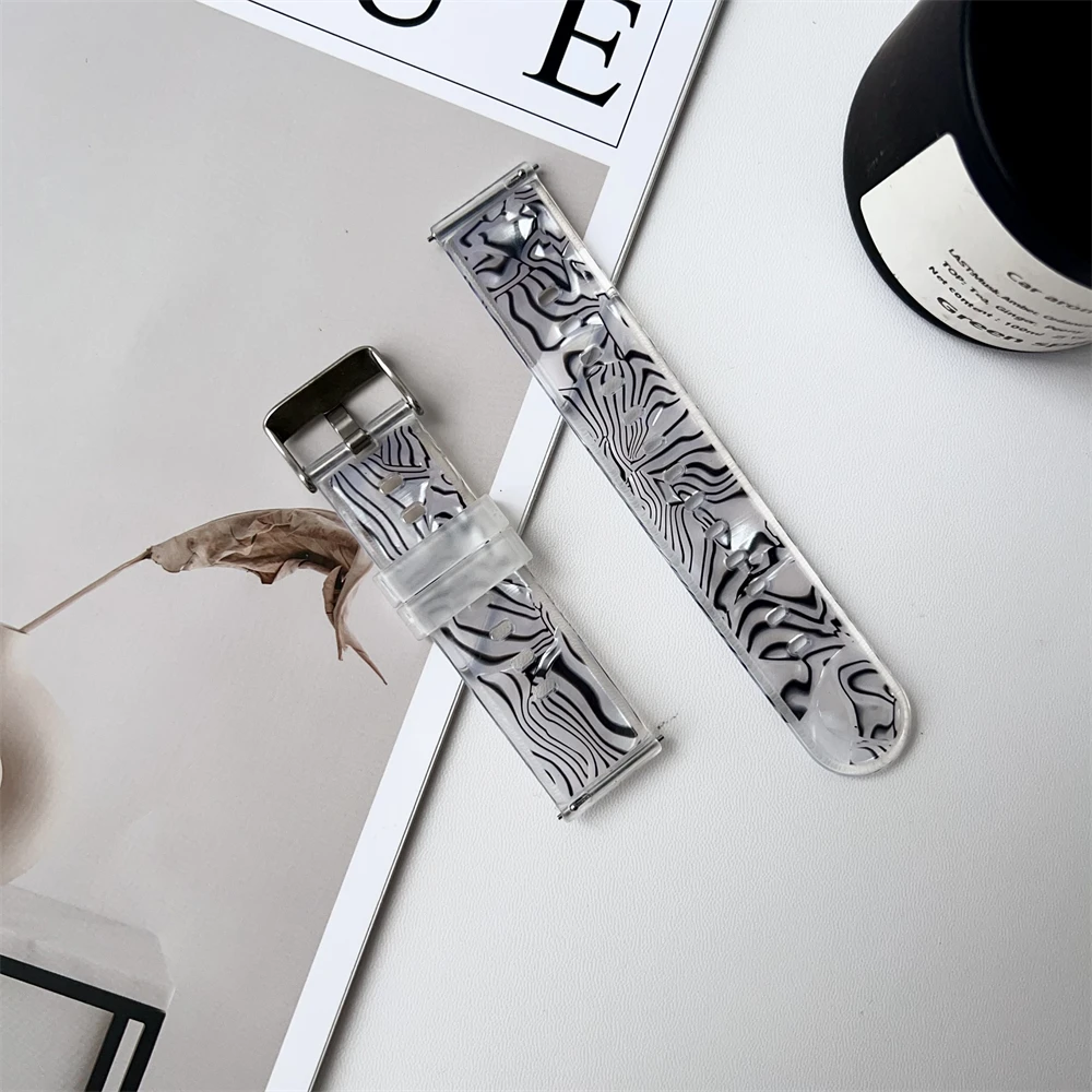 Cinturino universale stampato trasparente da 20mm 22mm per xiaomi Watch 2 2pro S1 S2 S3 cinturino per orologio ghiacciaio per Realme Watch S Sp