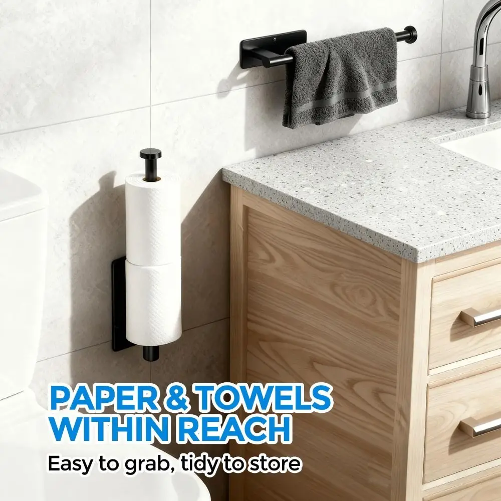 

1pc Stainless Steel Paper Towel Holder Self Adhesive Under Cabinet Toilet Roll Holder Space-Saving Wall Mount Toilet Paper Stand