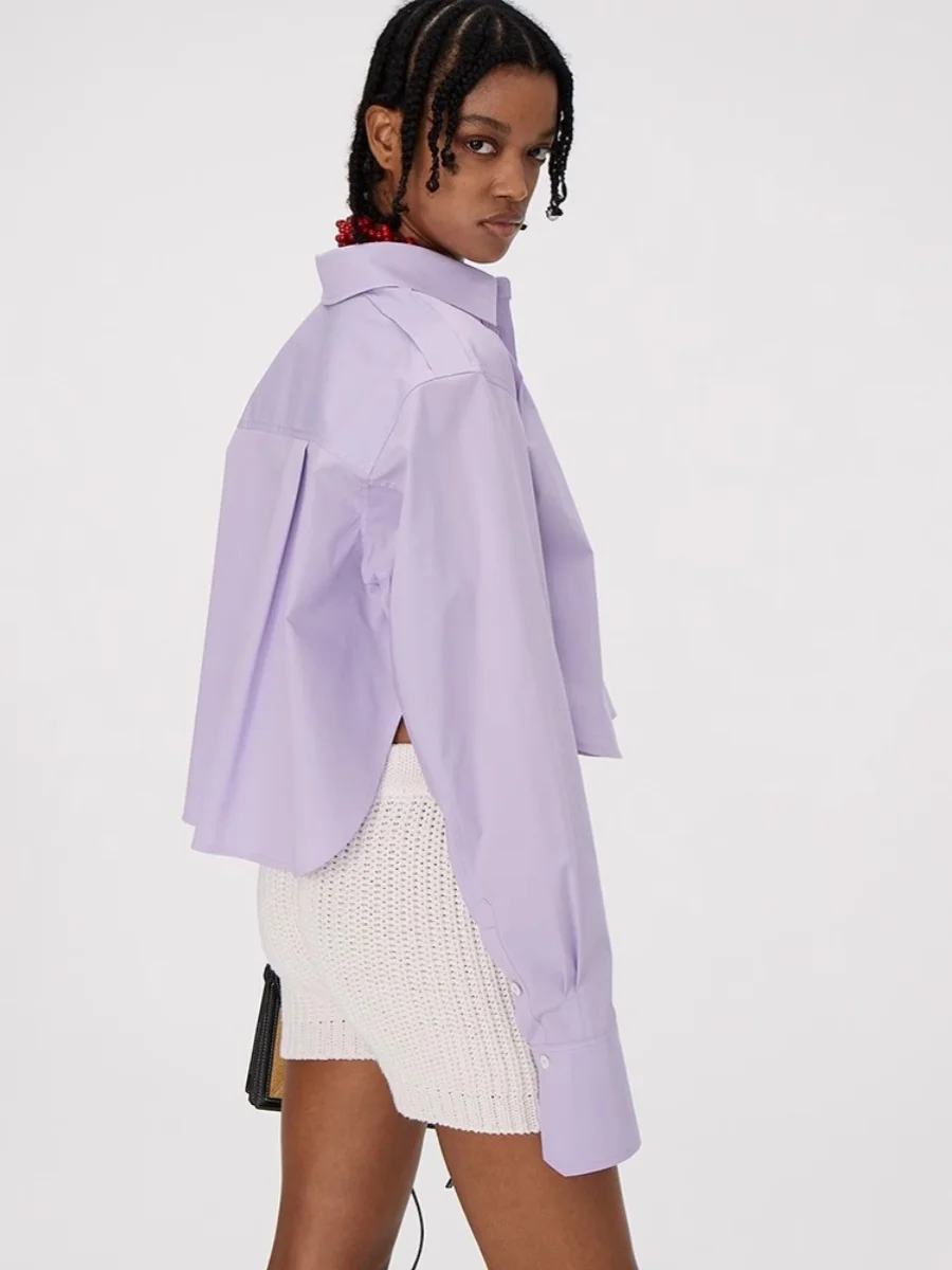 

Low Classic Spring Summer 2024 Women's Loose High Waist Striped ort Sve Long irt Casual Sle Pure Cotton Button up