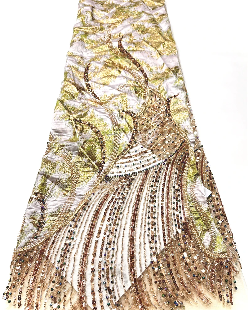 

Французская африканская 3D кружевная ткань с бисером, высококачественная вышивка для женщин, свадебное платье, нигерийская кружевная сетчатая ткань, 5 ярдов