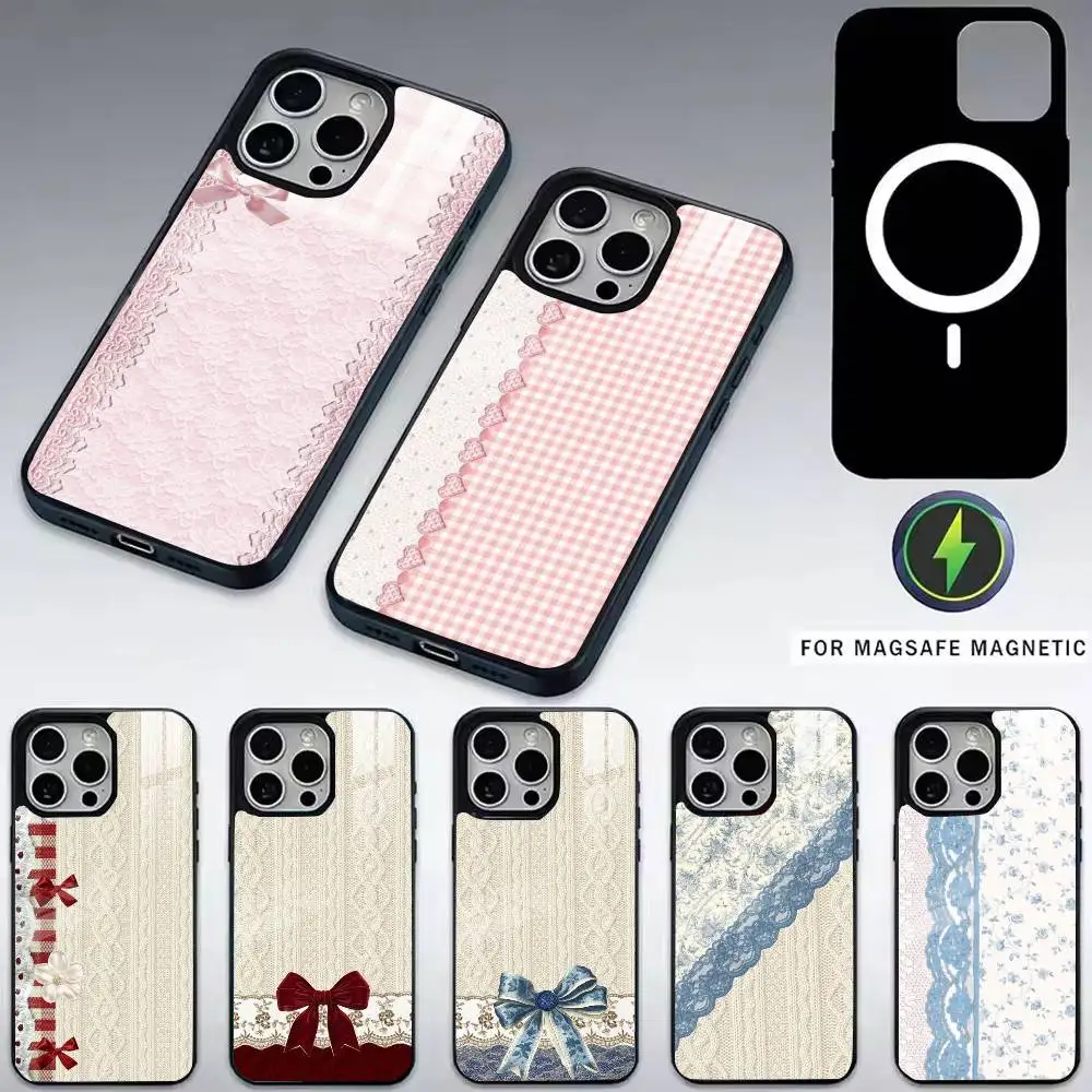 

Jirai-i Kei Cute Girl Lace-e Phone Case For iPhone17,16,15,14,13,12,11 Plus,Pro Magnetic with Magsafe Wireless Charging
