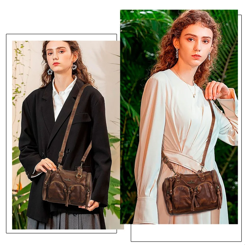 Vintage Damenhandtaschen Kleine Umhängetasche Boston-Tasche mit Tragegriff PU-Schultertasche Modische Dumpling-Tasche Schultertaschen mit mehreren Taschen – Detail 8