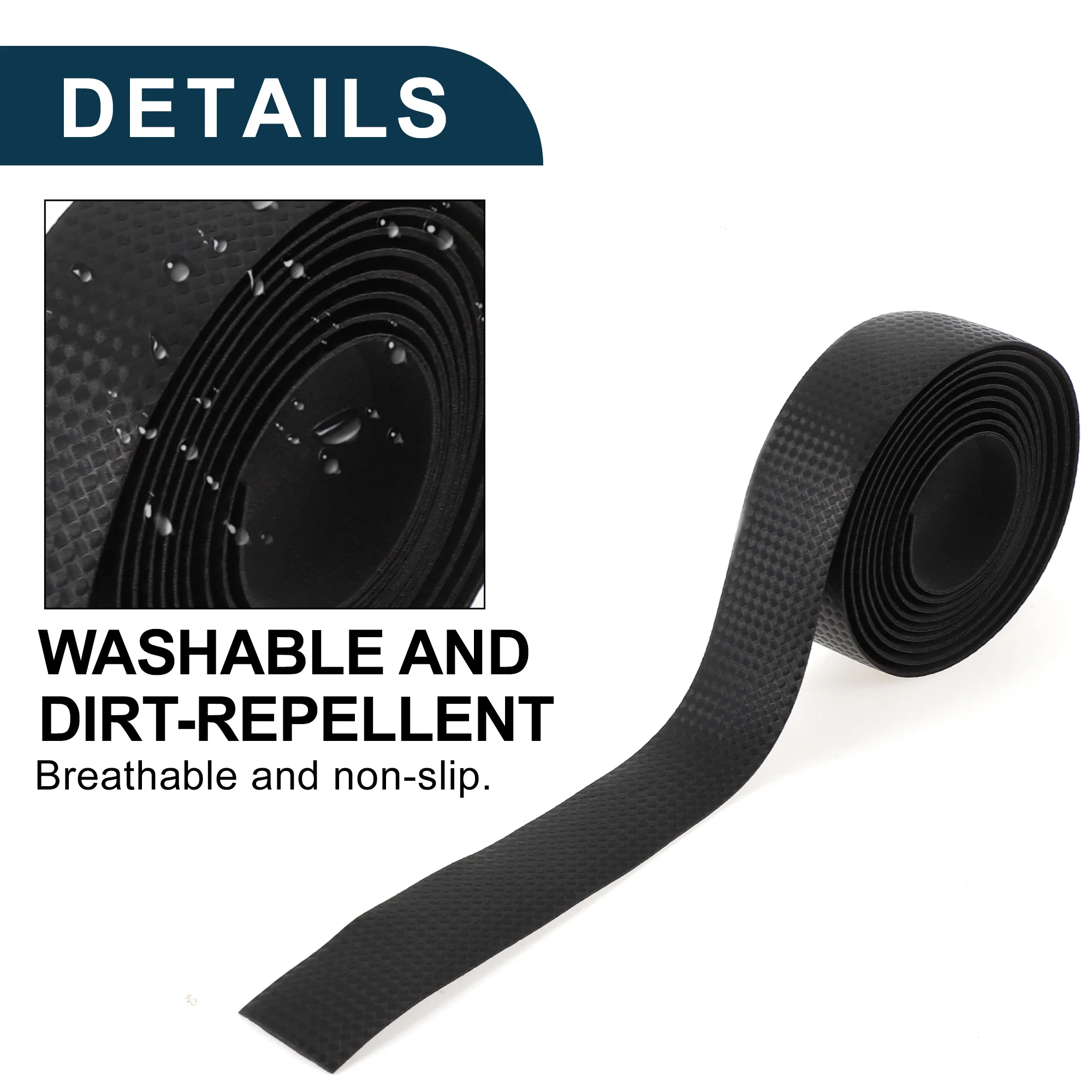 

X Autohaux Нескользящая лента на руль велосипеда с узором из углеродного волокна | Лента для руля велосипеда, черная, 1 пара