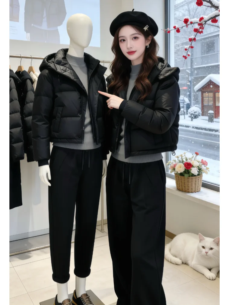 

Women's ort Thiened Cotton Jaet Winter New Sle Commute Bread Coat Korean Faion Anti-Cold Regular Sve Zipper Closure
