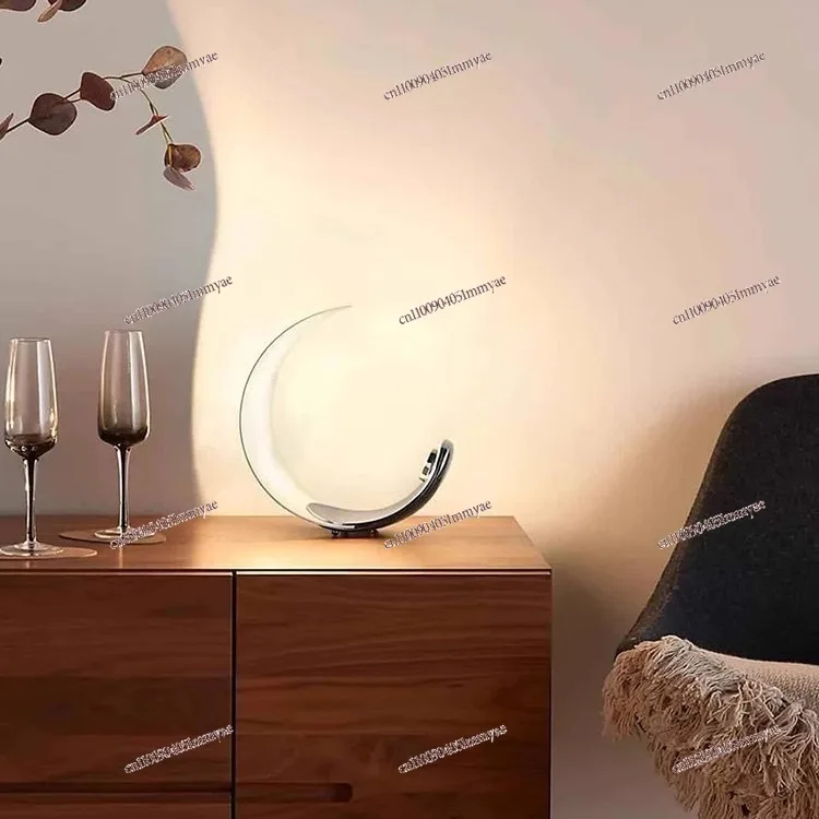 Moon Table Lamp Design Sense Simple Bedroom Crescent Moon Atmosphere Lamp Creative C-shaped Table