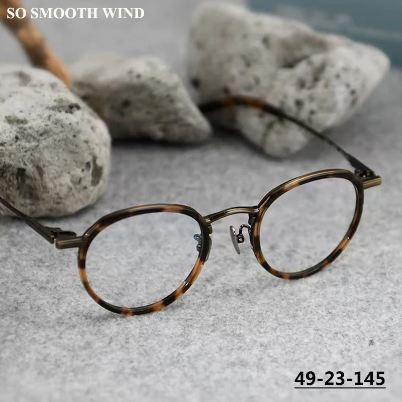 

Handmade Pure Titanium Acetate Glasses Frame Men Vintage Round Myopia Eyeglasses Women Prescription Eyewear Japanese Designer