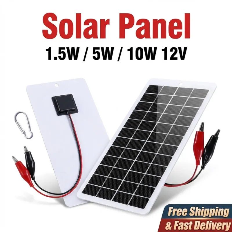 

Outdoor 10W Solar Panel 12V Waterproof Polysilicon DIY Solar Cell 270x150mm Epoxy Panel for 9-12V Battery Camping Charging