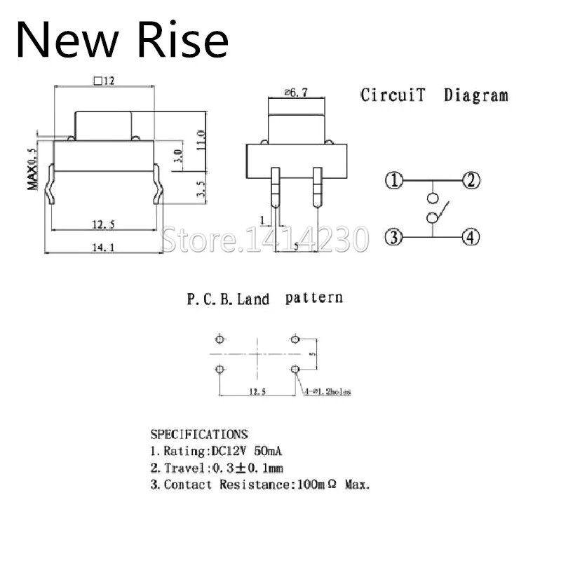 12x12mm Panel PCB Momentary Tactile Tact Mini Push Button Switch DIP 4pin 12x12x4.3/5/6/7.3-9 MM 12*12*4.3MM 5MM 6MM 7MM 8MM 9MM