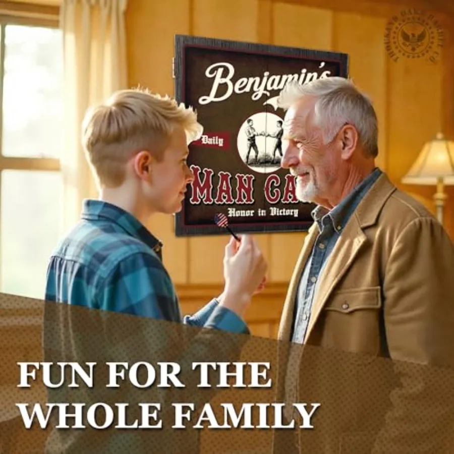 مجموعة لوح رمي السهام وخزانة مخصصة مع 6 سهام ذات أطراف فولاذية للترفيه المنزلي، تصميم قابل للتخصيص، حل تخزين مدمج #4