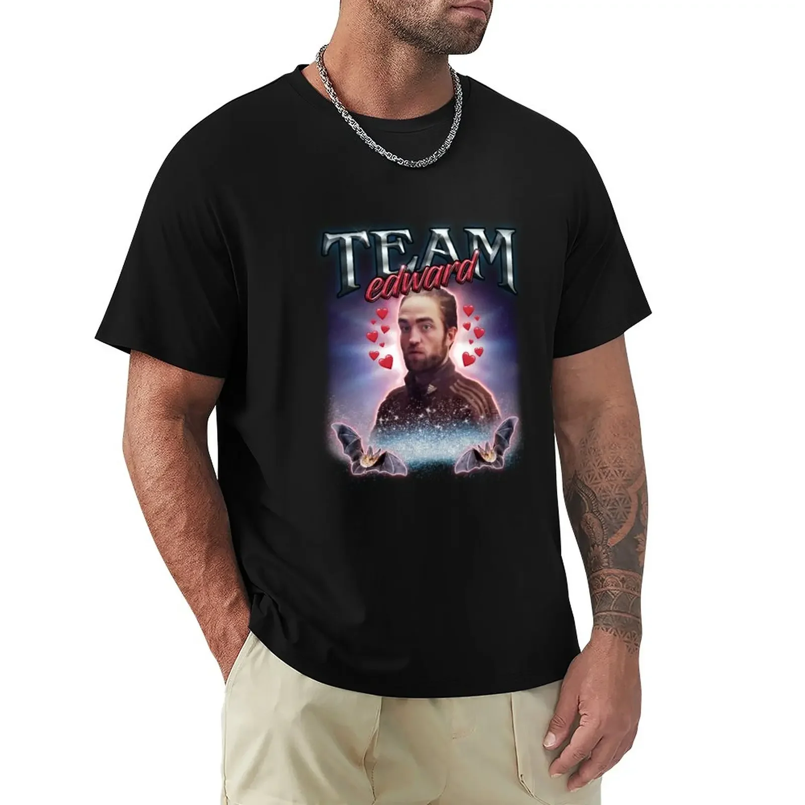 

Team Edward Twilight Cursed Fan Collage T-Shirt custom t shirt anime summer clothes mens plain t shirts