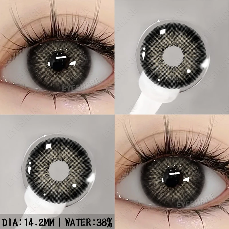 EYESHARE 2 Stück farbige Kontaktlinsen mit Augen, natürliche blaue Kontaktlinsen, braune Schüler, Schönheit, graue Linsen, jährliche grüne Kontaktlinsen