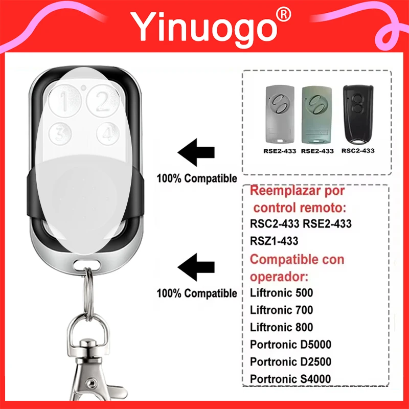 For ​Liftronic 500 700 800 Portronic D5000 D2500 Garage Door Motor Receiver 433MHz RSE2 RSC2 433 Gate Remote Control