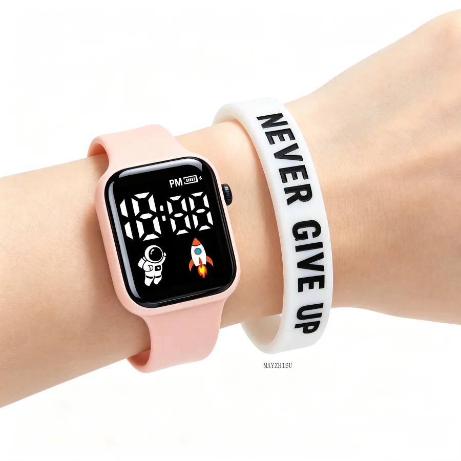 Fashion Student Watch Early-education Sports Electronic Wristwatch Silicone Strap LED Digital Watches for Kids Boys Girls Gifts