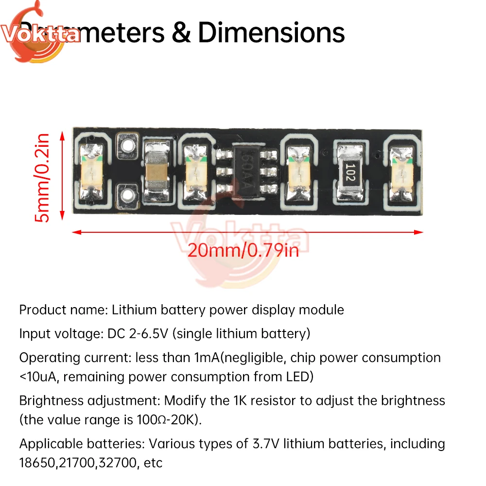 DC 3.7-4.2V Battery Level Indicator LED Power Display Module 1S Ternary Lithium Battery Capacity Board Battery Charging Tester