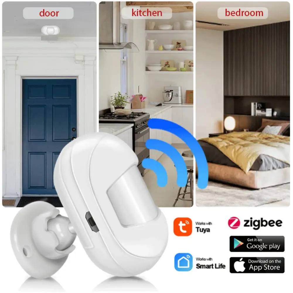 Tuya Zigbee PIR Motion Sensor Human Body Motion Detector with Brightness Luminance Sensor Smart Home Security Alarm Work Alexa