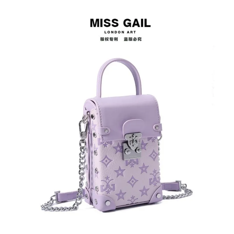 حقيبة أرجوانية عصرية وعصرية بسلسلة وحقيبة هاتف عبر الجسم 2025 لربيع وصيف حقيبة صندوقية راقية جديدة مصممة #3