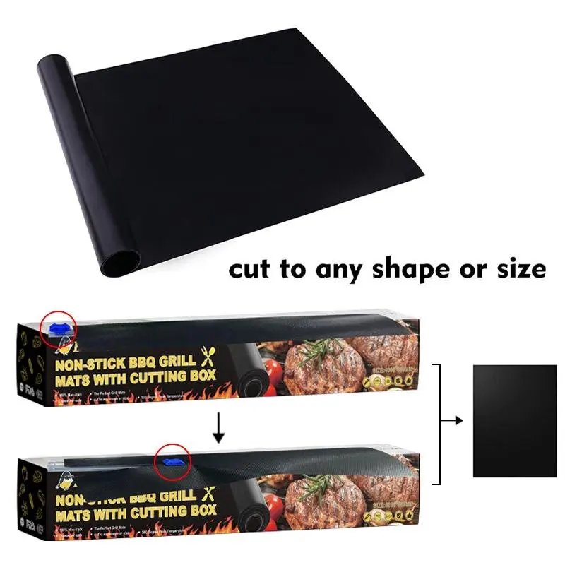 Imagem -02 - Hirundo-non-stick Bbq Grill Mat com Caixa de Corte Cozimento Mat Cozinhar Grelhar Folha Resistência ao Calor Limpeza Fácil Cozinha