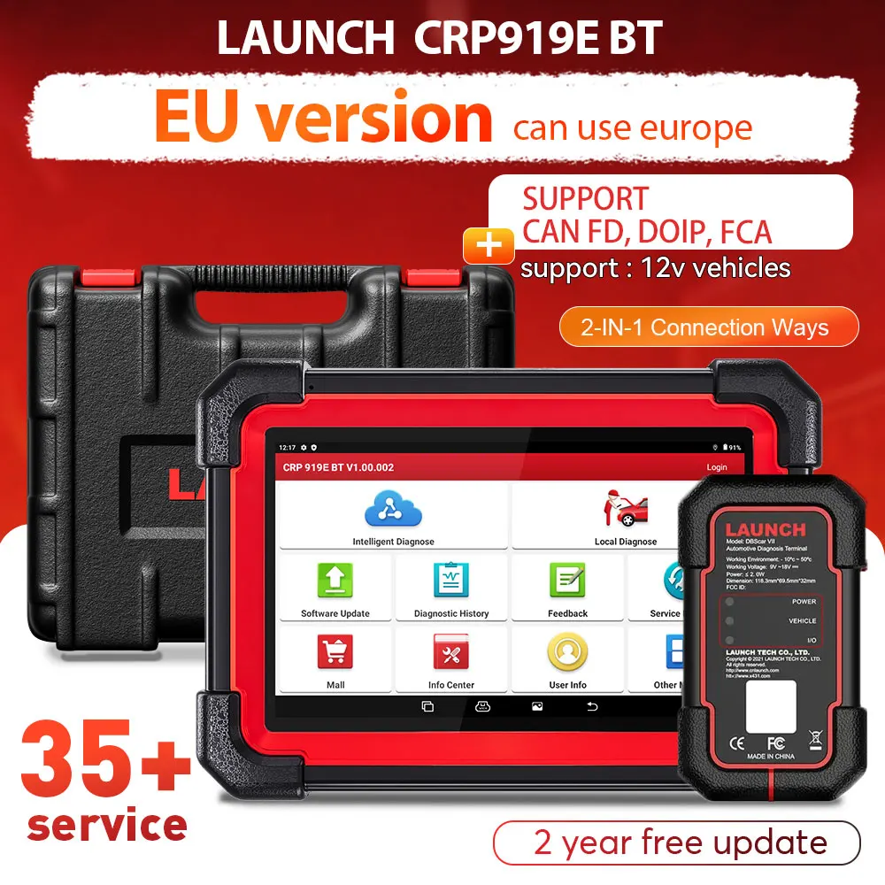 2026 LAUNCH X431 CRP919E BT Bidirectionele Scantool, Volledige Systeemdiagnose Scanner, 31+ Reset, ECU Codering, CANFD&DOIP, V.A.G. Gids
