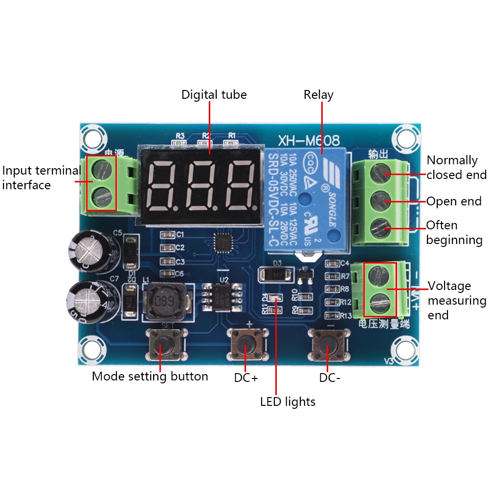 XH-M608 Battery Charging Module Meter Under Voltage Overvoltage Protection For Power Amplification Module