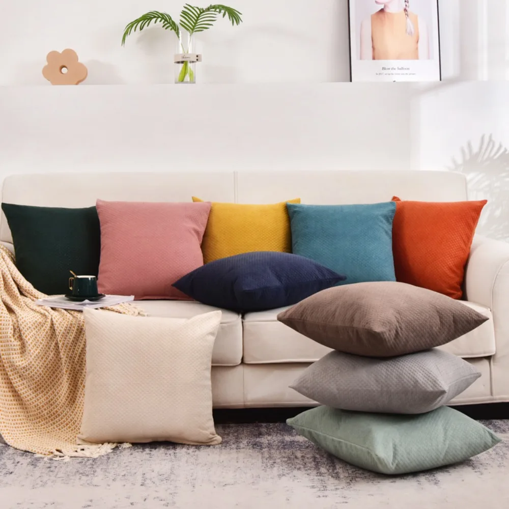 CIFBUY Modern Nordic Flannel Cushion Cover 18x18 Inch Solid Color Decorative Throw Pillow Case for Sofa Room Home Decor