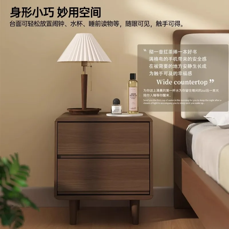 All solid wood bedside table Log wind household bedroom Small bedside storage cabinet