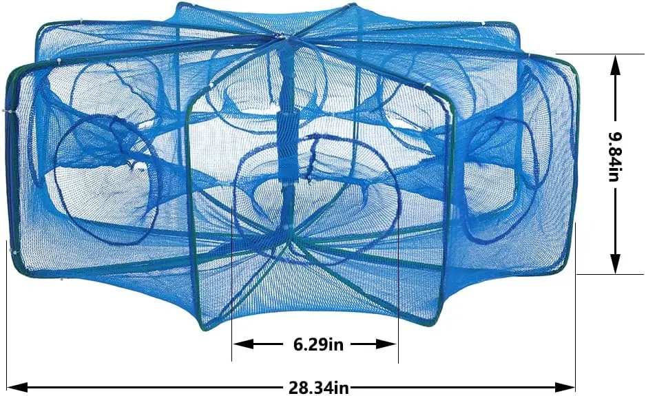 Crawfish Trap Crayfish Trap Fish Crab Traps for Blue Crabs Foldable Fishing Bait Trap Cast Net Cage with Nylon Rope