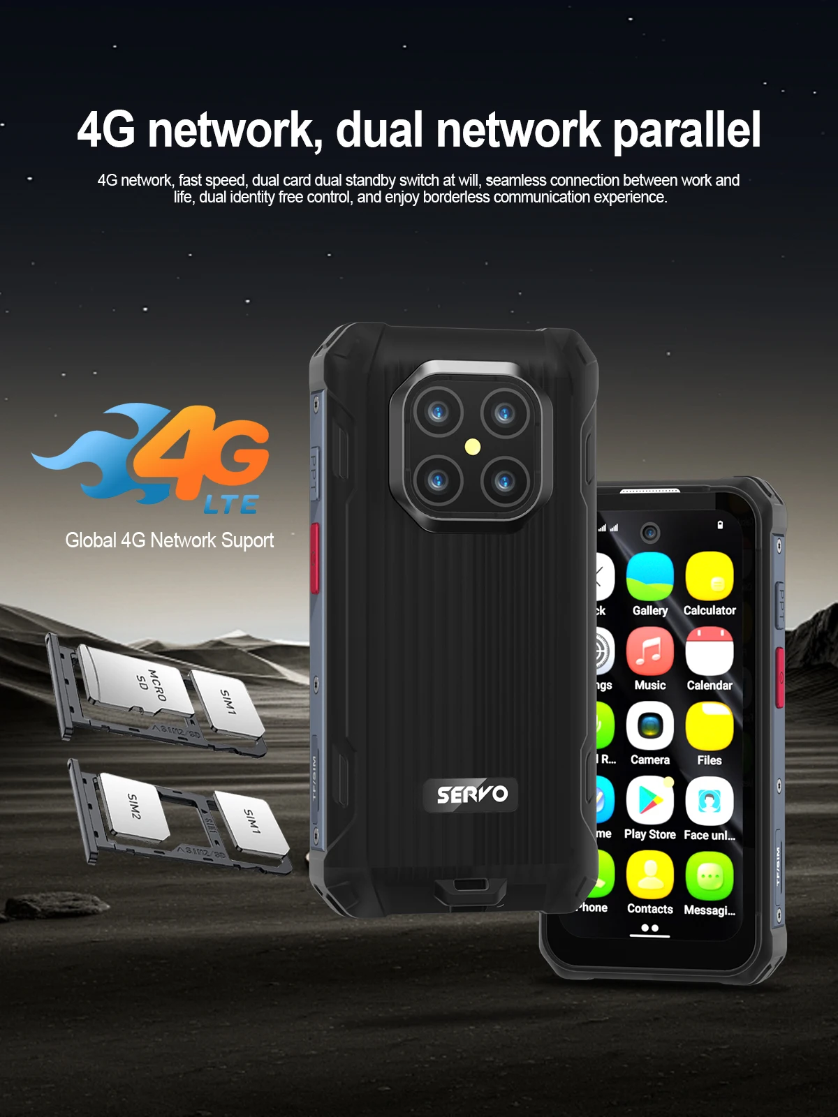 SERVO TANK500 4G Android Mini Rugged Smartphone 6GB+128GB 2 SIM Face Unlock 3.88 inch 3000mAh 13MP Camera Waterproof Smart Phone
