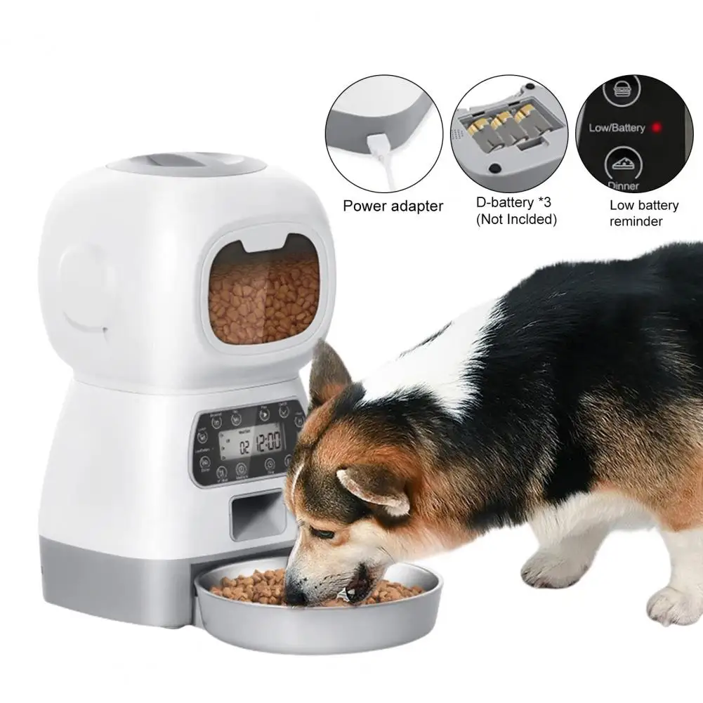 

Convenient Pet Feeder Australia Plug Programmable with Metal Bowl Automatic Dog Feeder Multifunctional