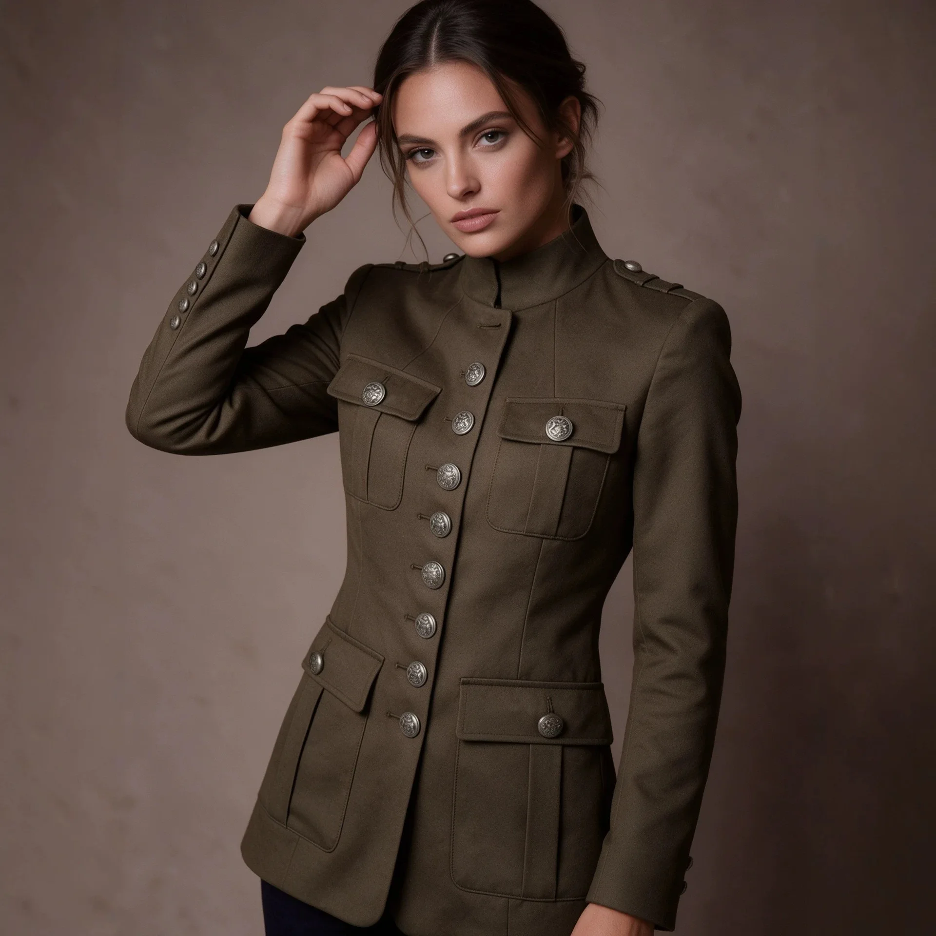 Random Jacket, Autumn/winter Suede Coat, Fixed Style With Waist-cinching Design, Pockets, And Button Detailing, Women's Vestidos