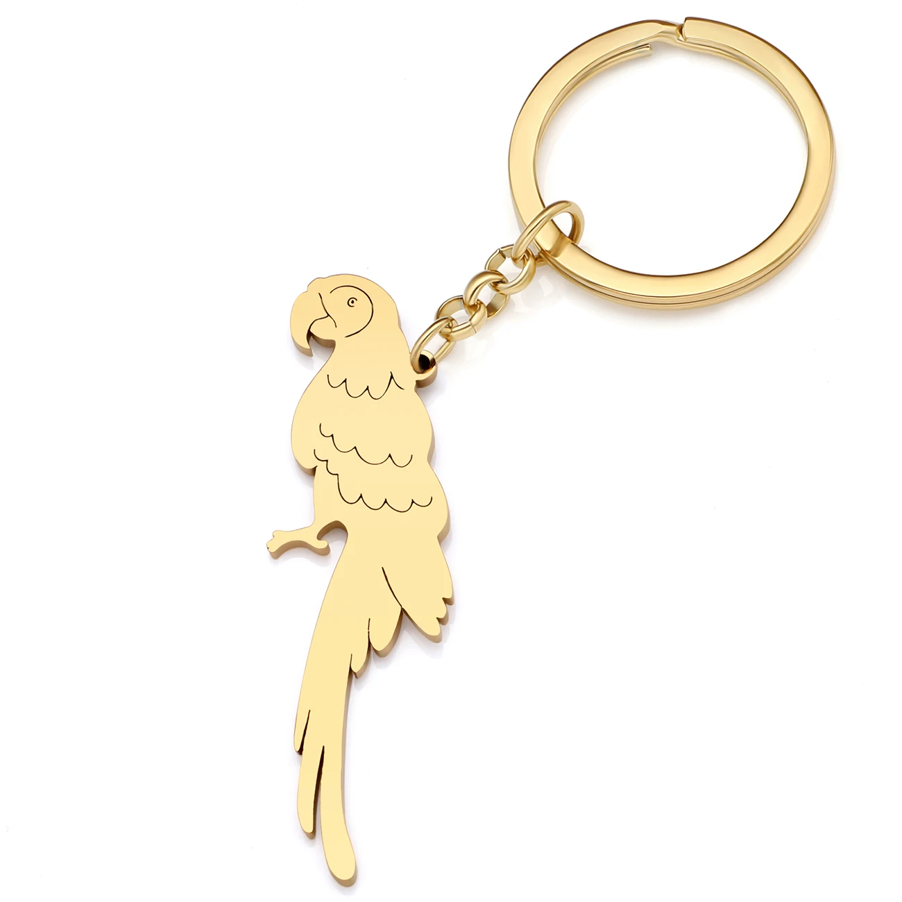 WEVENI Stainless Steel Parrot Keychains Tropical Rainforest Macaws Bird Key Chain For Women Car Handbag Wallet Key Ring Gifts