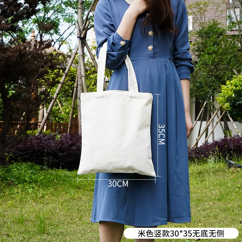 Canvas Bags Cotton School Grocery Bag Food Shopper Bag Folding Pocket Handbags Portable Shopping Shoulder Tote Strage Bag