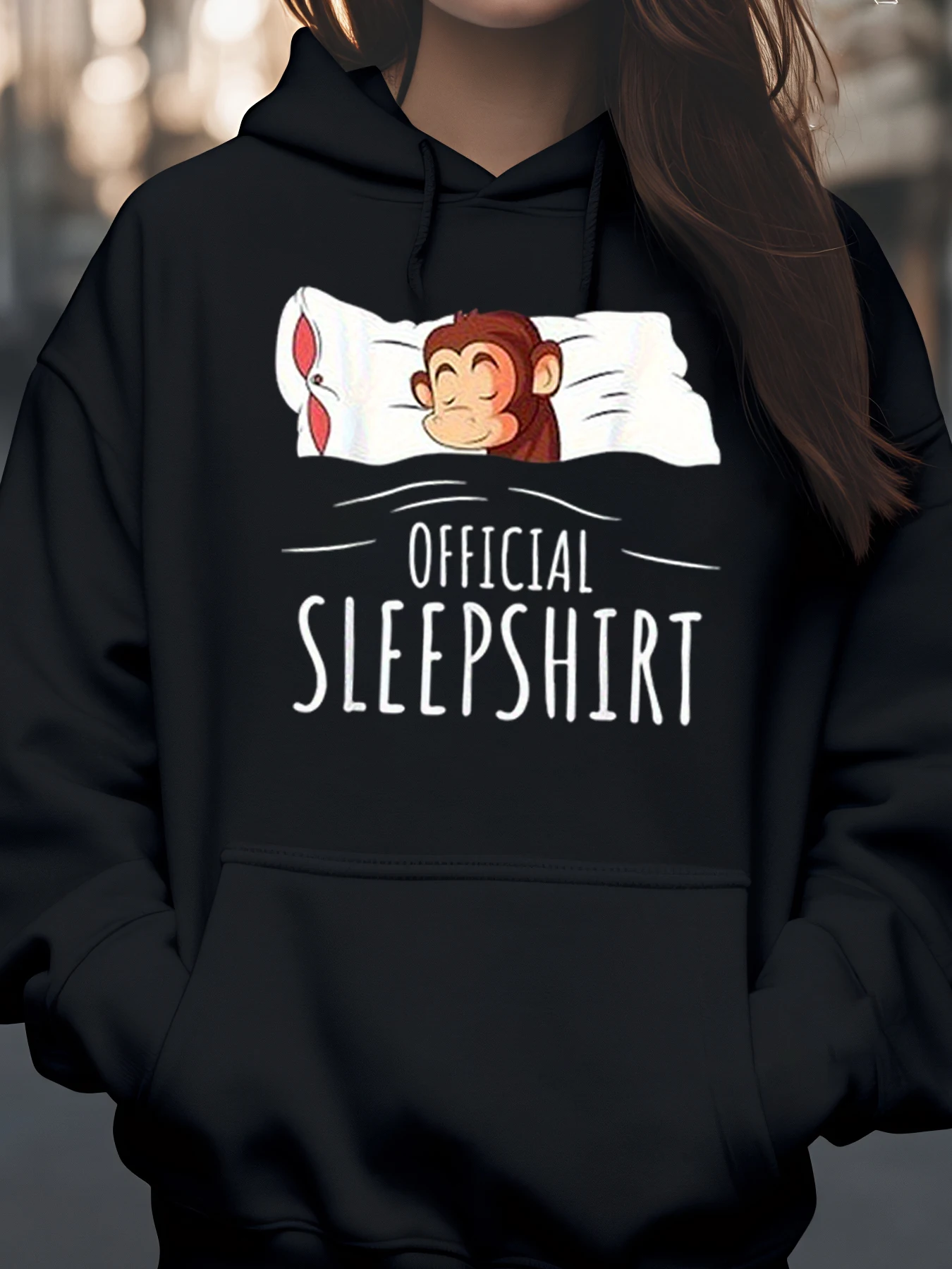 

Monkey Sleeping on Pillow Official Sleepshirt Hoodie for Cozy Night Wear Women and Girls