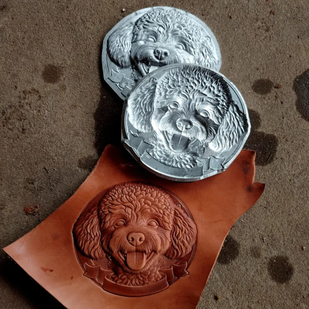 Poodle Dog 3D Metal Leather Stamp Embossing Mold Concave Convex Stamp for Vegetable Tanned Leathercraft Accessories
