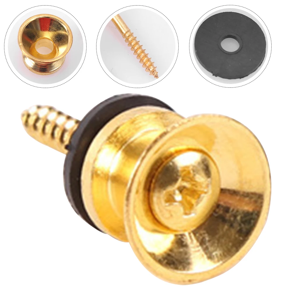 

2 Pcs Metal Guitar Strap Button Buckle Shoulder Lock Buttons Electric Locks Golden Bottons