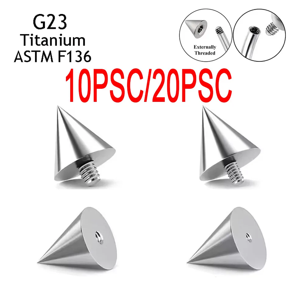 

10/20pcs G23 Titanium Ear Stud Substituicao 14G 16G Spike Top M0.9/1.2 Thread Sobrancelha e Nariz Studs Body Jewelry Acessorios