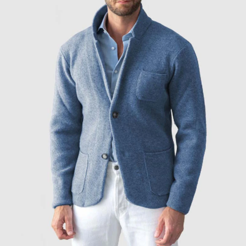 Vintage Stand Collar Button Woolen Jacket Mens Autumn Long Sleeve Pockets Pure Color Cardigan For Men New Spring Fashion Outfits