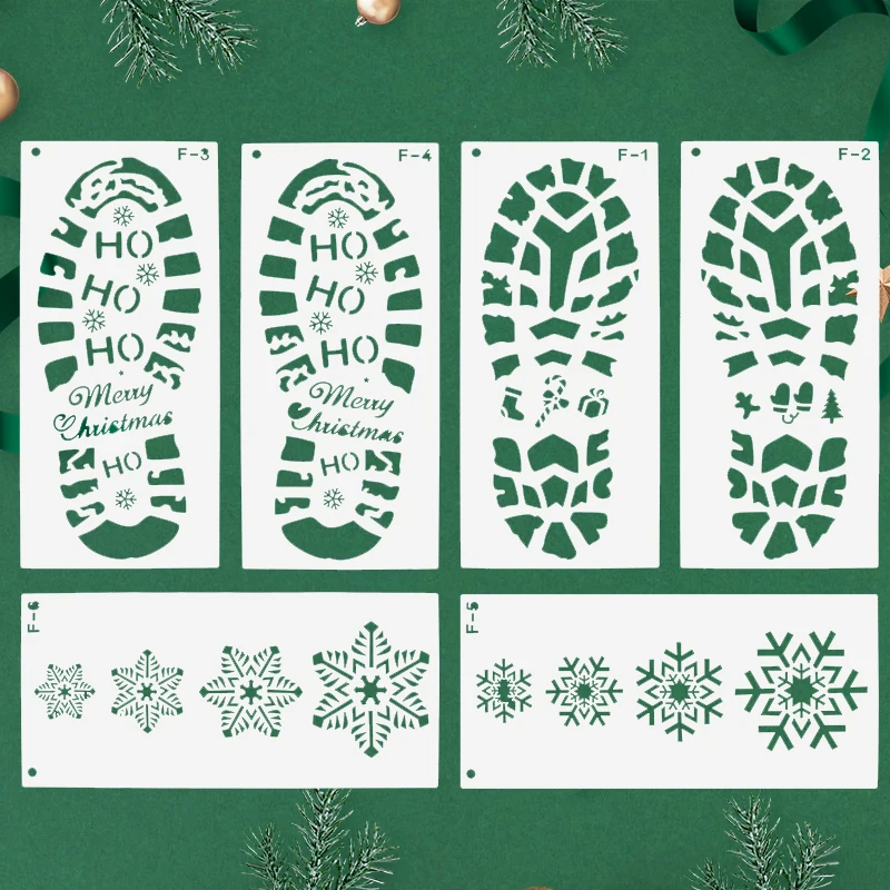 Christmas Footprint Snowflake Stencil Footprint Painting Template Scrapbook Coloring Embossing Album Decoration Christmas Decor