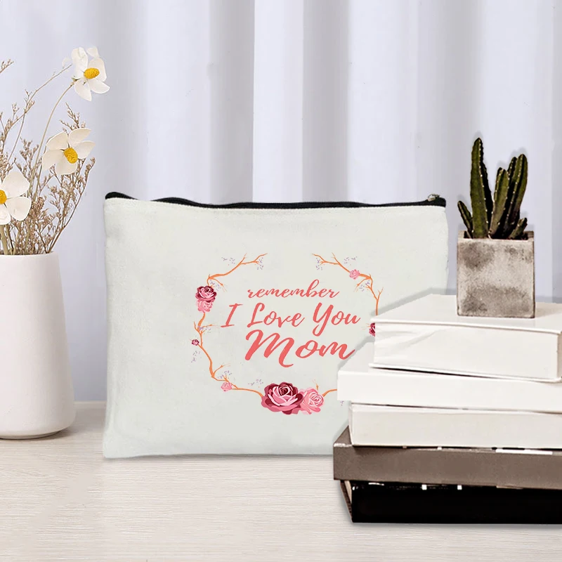 Remember I Love You Mom Pattern Makeup Bag Gifts To My Beautiful MAMA Cosmetic Case Mother's Day Gift Wallet Free Shipping