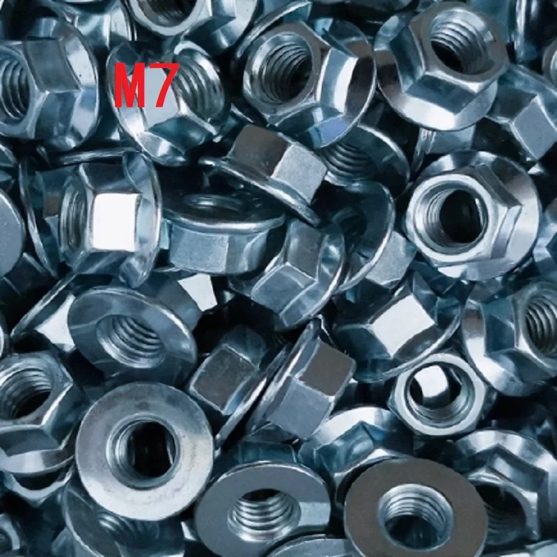 M7 Pitch 1.0mm Zinc Plated Hexagon Flange Nut