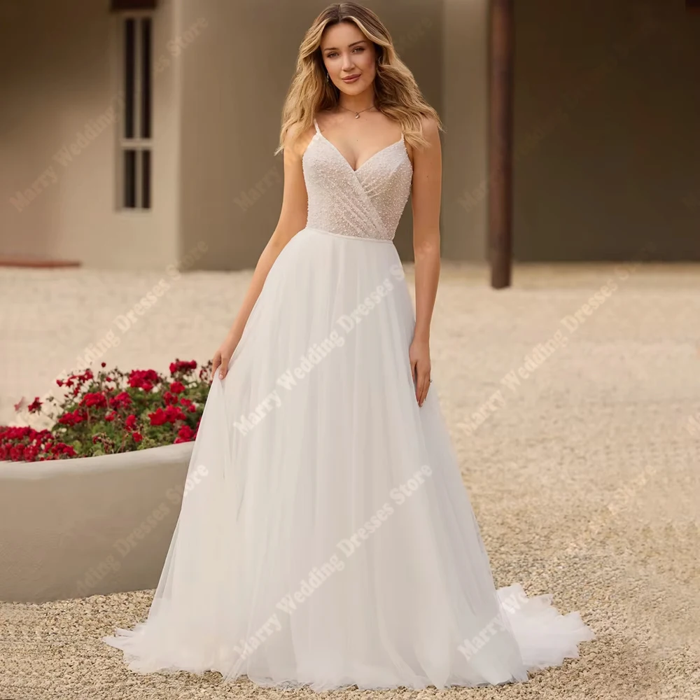 

Fascinating A-Line Women's Wedding Dresses Sweetheart Collar Lace Appliques Backless Bridal Gowns Mopping length Robes De Mariée