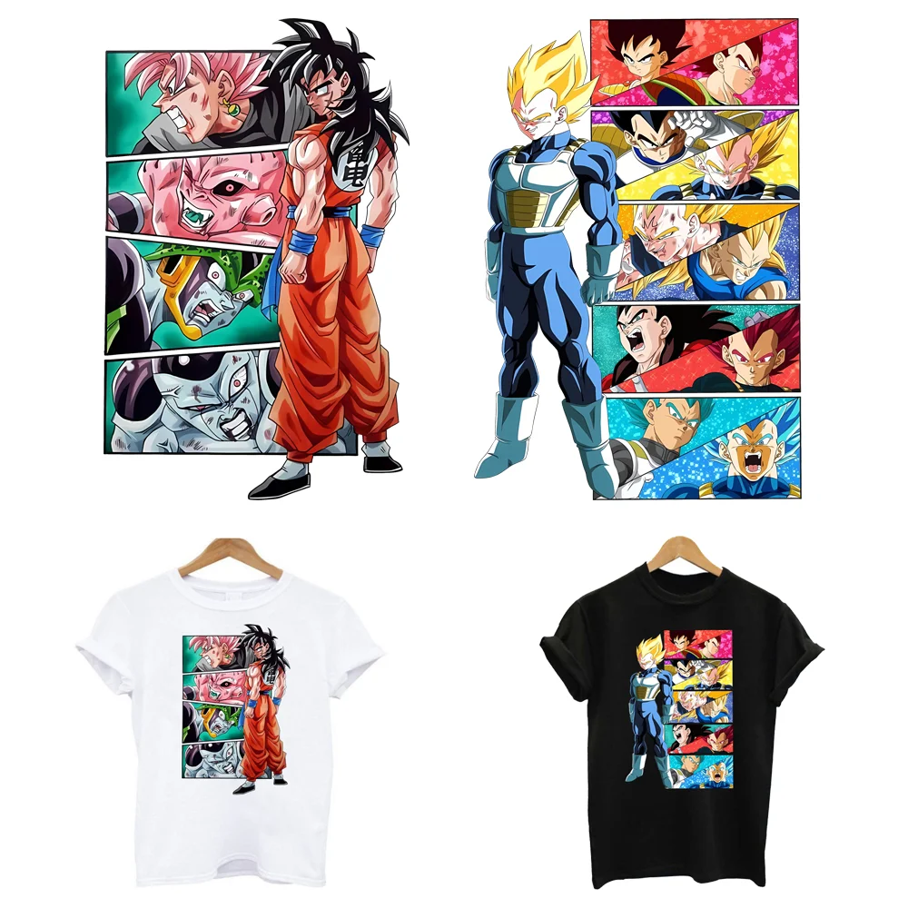 Heat Thermal Transfer Printing Ironing DRAGON BALL T Shirt Stickers Big Size Custom Anime Son Goku Iron On Patches For Clothing